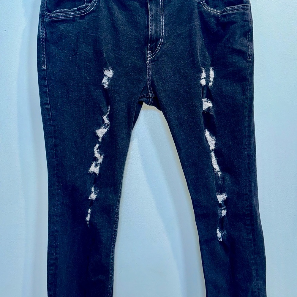 Denim Gold Mens Jeans Size 40/30 Distressed Black Denim Jeans